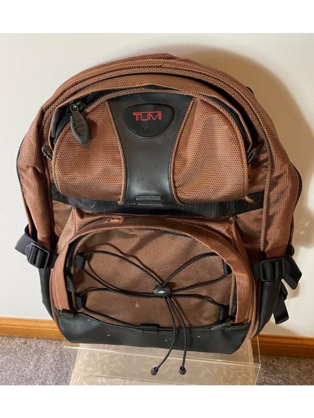 Tumi Brown Backpack Multiple Compartments & Adjustable Straps